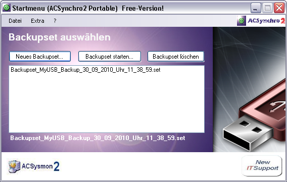 Screenshot vom Programm: ACSynchro2 Free Portable