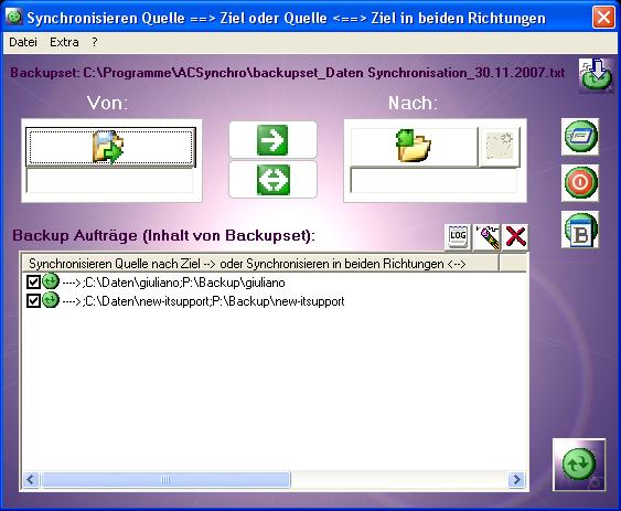 Screenshot vom Programm: ACSynchro pro Edition