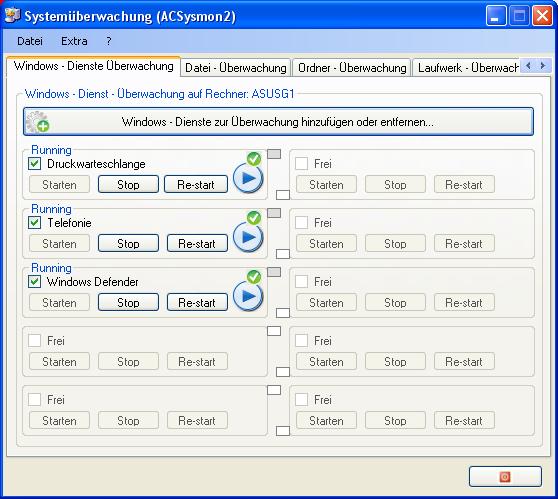 Screenshot vom Programm: ACSysmon2